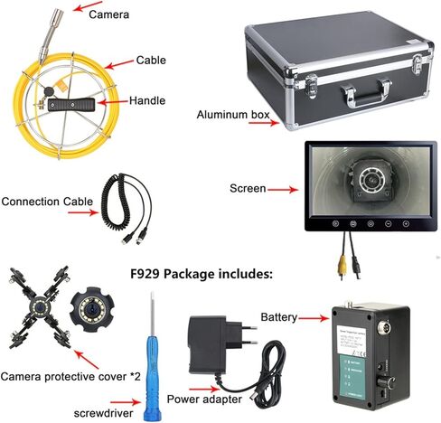 Industrial Endoscope 9" Monitor 20/50M Pipe Inspection Video Camera,IP68 HD 1000TVL Drain Sewer Pipeline Industrial Endoscope System with 12PCS LED in Saudi Arabia