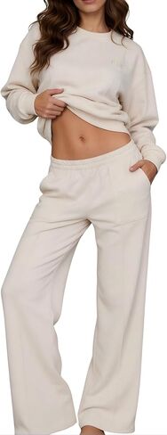 Women's 2-Piece Tracksuit Set, Lounge Hoodie & Pants Outfit, Plus Size Sweatsuit for Fall Fashion & Airport Travel in Saudi Arabia