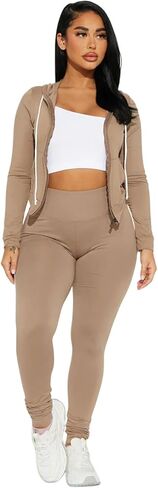 Two Piece Workout sets for Women Zip-Up Hoodie Jacket and Jogger Pants Sets Sexy Tracksuit Set 2026 in Saudi Arabia