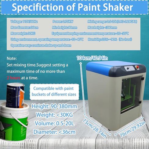 خلاط طلاء بمنصة خلط الطلاء، خلاط طلاء لاصق 110 فولت، علبة زيت معجون مستحلب مع مؤقت، قفل أمان، نطاق خلط 0.5-20 لتر لمختبر السيارات والإصلاح in Kuwait
