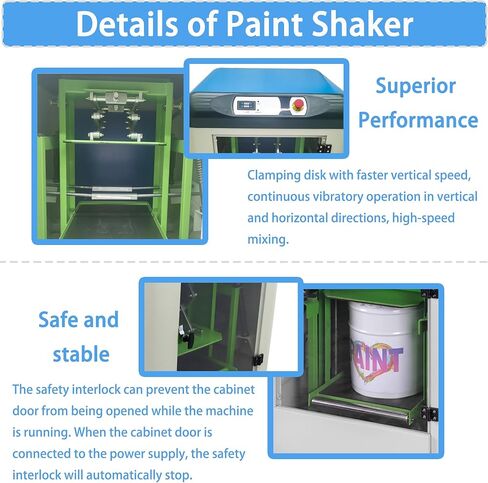 خلاط طلاء بمنصة خلط الطلاء، خلاط طلاء لاصق 110 فولت، علبة زيت معجون مستحلب مع مؤقت، قفل أمان، نطاق خلط 0.5-20 لتر لمختبر السيارات والإصلاح in Kuwait