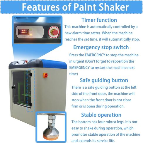 خلاط طلاء بمنصة خلط الطلاء، خلاط طلاء لاصق 110 فولت، علبة زيت معجون مستحلب مع مؤقت، قفل أمان، نطاق خلط 0.5-20 لتر لمختبر السيارات والإصلاح in Kuwait