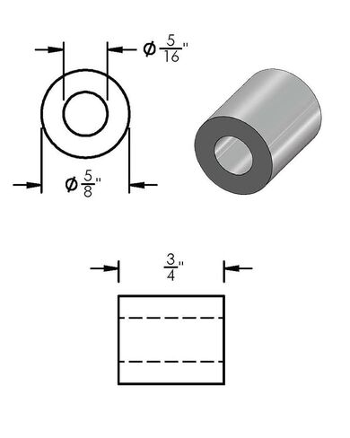 Aluminum Spacer Black 5/8" OD x 5/16" ID x Choose Your Length, Round Spacer Unthreaded Standoff Bushing Plain Finish, Fits Screws Bolts 5/16" or M8 by Metal Spacers Online(3/4" Length, 10 Pack) in Kuwait