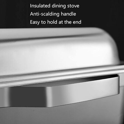 طبق ساخن للبوفيه من الفولاذ المقاوم للصدأ - يحتوي على صينية تسخين من الفولاذ المقاوم للصدأ، مجموعة بوفيه وعاء ساخن، سخان طعام مع غطاء من الفولاذ الصلب وحامل لتقديم الطعام في حفلات الزفاف (حجرة واحدة/ج) in Kuwait