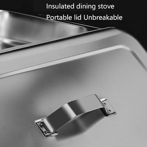 طبق ساخن للبوفيه من الفولاذ المقاوم للصدأ - يحتوي على صينية تسخين من الفولاذ المقاوم للصدأ، مجموعة بوفيه وعاء ساخن، سخان طعام مع غطاء من الفولاذ الصلب وحامل لتقديم الطعام في حفلات الزفاف (ثلاثي/ج) in Kuwait