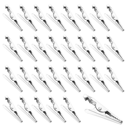 30 PCS Metal Alligator Clips for Crafts, Small Metal Clips, Test Line Crocodile Clip Tiny Alligator Clips Silver Tone Plated Crocodile Clamps for Laboratory Electric Testing Work, DIY Projects in Saudi Arabia