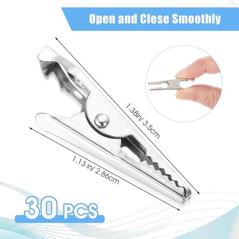 30 PCS Metal Alligator Clips for Crafts, Small Metal Clips, Test Line Crocodile Clip Tiny Alligator Clips Silver Tone Plated Crocodile Clamps for Laboratory Electric Testing Work, DIY Projects in Saudi Arabia