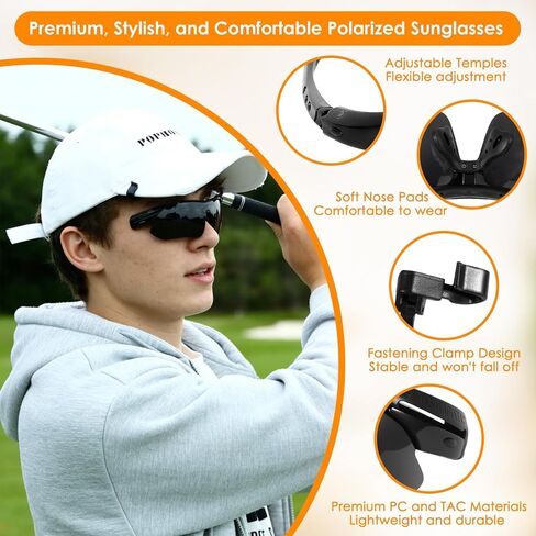 Outdoor Polarized Sunglasses, 3 in 1 Clip Cap/Wearable/Head Mounted Sunglasses, UV400 Protection Clip On Sports Sunglasses with 5 Replaceable Lenses for Fishing Cycling Hiking Climbing Traveling in Kuwait