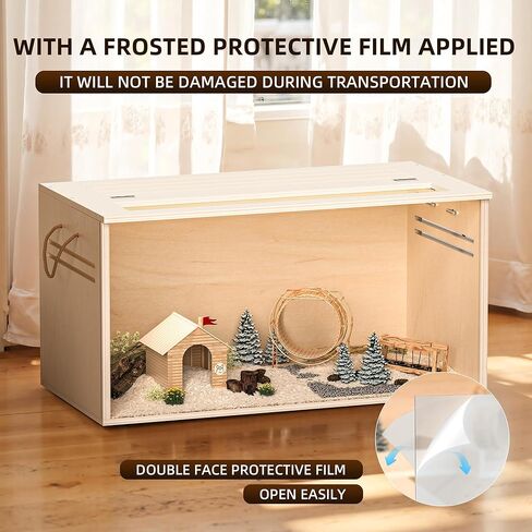 Hamster Cage Chewproof, 32" Wooden Guinea Pig Cage for Small Animals, Openable Top with Easy View Acrylic Panels for Hamster, Rabbit, Guinea Pig, Hedgehog(32" L x 15.7" W x 15.7" H) in Kuwait