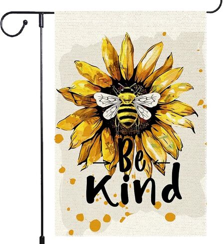 Spring Summer Be Kind To People Garden Flag 12x18 inch Double Sided Vertical Burlap Bee Sunflowers Outdoor Lawn Patio Rustic Farmhouse Welcome Garden Flags in Saudi Arabia