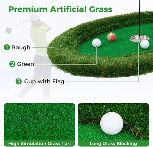 Goplus Floating Golf Green لحمام السباحة، حصيرة خضراء متشققة مع حصيرة ضرب، كرات جولف، علم وقمزة للعبة تدريب الجولف، حصيرة وضع الجولف لمياه الفناء الخلفي في الهواء الطلق in Saudi Arabia