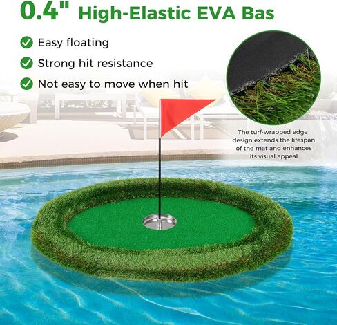 Goplus Floating Golf Green لحمام السباحة، حصيرة خضراء متشققة مع حصيرة ضرب، كرات جولف، علم وقمزة للعبة تدريب الجولف، حصيرة وضع الجولف لمياه الفناء الخلفي في الهواء الطلق in Saudi Arabia