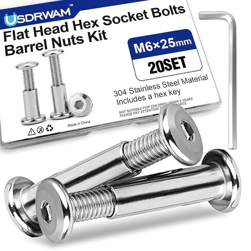 40 Sets M6 × 40 mm Barrel Nuts and Bolts, Hex Socket Binding Screws for Furniture, Cabinets, and Cribs Assembly in Saudi Arabia