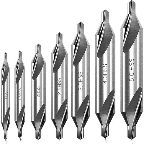 طقم لقم ثقب مركزي مكون من 7 قطع، M2 فولاذ عالي السرعة بزاوية 60 درجة طقم لقم ثقب مركزي أدوات غاطسة in Kuwait