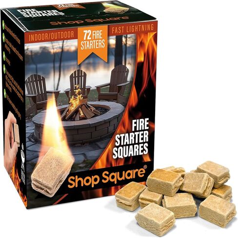 Fire Starter Squares (72 Pack) - Fire Starters for Fireplace, Grill, BBQ, Camping, Wood Stove and Bonfire Accessories - Odorless & Water Resistant in Kuwait