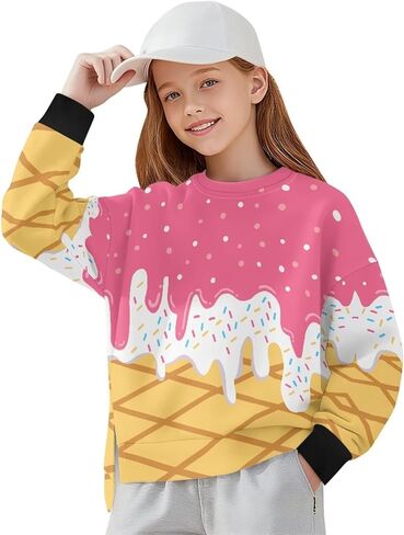 JEOCODY الفتيات البلوز الشباب Crewneck قمصان طويلة الأكمام لينة تونك القمم لطيف البلوز البلوزات الملابس الناعمة in Saudi Arabia