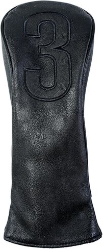Golf Club Covers – Blackout Leather Driver Headcover, Fairway Wood, 3 Wood, Hybrid, Fits Mallet Blade Putter Head Covers Alignment Stick Cover in Kuwait