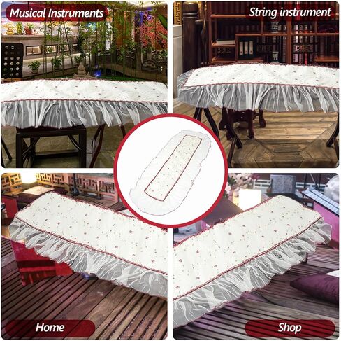 غطاء Totority Guzheng حامي من الدانتيل السميك تصميم مانع للانزلاق نمط زهور صغير قابل لإعادة الاستخدام غطاء غبار Guzheng مناسب عالمي in Kuwait