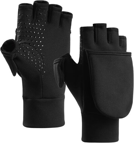 Fishing Gloves Convertible Cold Weather Mittens and Fingerless Gloves Men Women for Fishing, Kayaking, Rowing, Paddling, Hunting, Photographing, Outdoor Activities in Kuwait