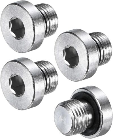 M METERXITY 2-Pack Inner Hex Head Pipe Fitting Plug, 1/2 NPT 304 Stainless Steel Socket Bung Plug with Sealing Ring for Terminate Pipe Ends/Replacement Drains in Saudi Arabia