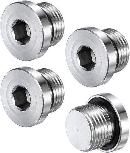 M METERXITY 2-Pack Inner Hex Head Pipe Fitting Plug, 1/2 NPT 304 Stainless Steel Socket Bung Plug with Sealing Ring for Terminate Pipe Ends/Replacement Drains in Saudi Arabia