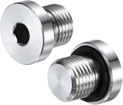 M METERXITY 2-Pack Inner Hex Head Pipe Fitting Plug, 1/2 NPT 304 Stainless Steel Socket Bung Plug with Sealing Ring for Terminate Pipe Ends/Replacement Drains in Saudi Arabia
