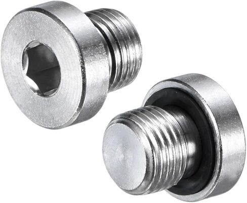 M METERXITY 2-Pack Inner Hex Head Pipe Fitting Plug, 1/2 NPT 304 Stainless Steel Socket Bung Plug with Sealing Ring for Terminate Pipe Ends/Replacement Drains in Saudi Arabia