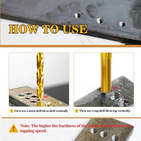 مجموعة مثقاب وصنبور SAE مكونة من 12 قطعة مع مفتاح ربط قطعة واحدة، ومجموعة حنفية M2 HSS من 6-32 UNC إلى 1/4"-20 UNC، مجموعة من المثقاب والصنبور للمعادن in Kuwait
