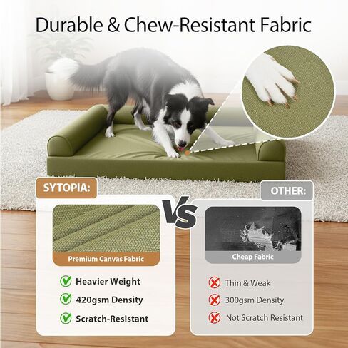 Sytopia 42" Orthopedic Dog Bed for Large Dogs, Waterproof Egg Crate Foam XL Pet Bed with Removable Washable Cover, Non-Slip Bottom, Supports up to 100 lbs for Senior Pets, Dark Gray in Kuwait