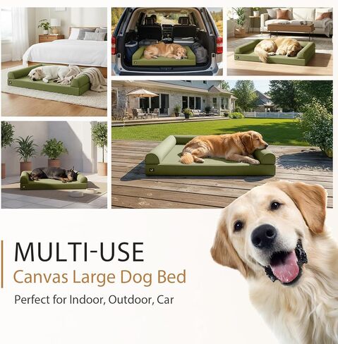 Sytopia 42" Orthopedic Dog Bed for Large Dogs, Waterproof Egg Crate Foam XL Pet Bed with Removable Washable Cover, Non-Slip Bottom, Supports up to 100 lbs for Senior Pets, Dark Gray in Kuwait