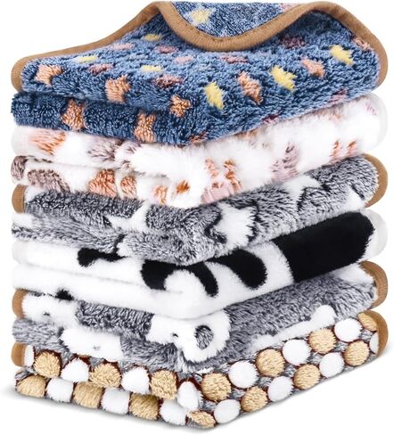 6 Pcs Guinea Pig Bedding Cage Liners Small Animal Flannel Blankets Sleep Mat Absorbent Reusable Pet Pee Bedding Pad Cover for Dog Cat Hamster Ferret Chinchilla Rabbit Hedgehog (30 x 42 Inch, Multi) in Kuwait
