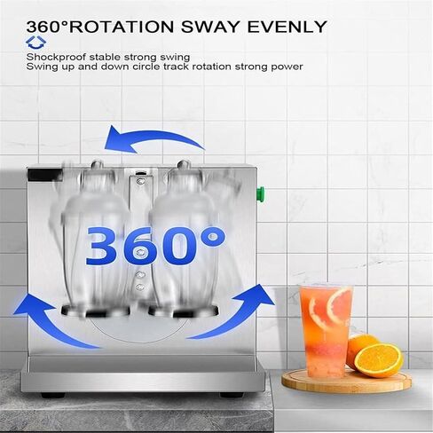 Double Frame Milk Tea Shaker Machine - 400 RPM Stainless Steel Automatic Tea & Milk Maker, 350-1000ml Double Cups for Bubble Tea, Boba Tea, and Juice in Saudi Arabia