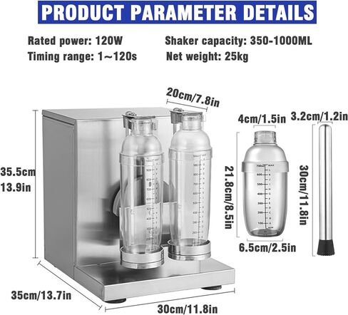 Double Frame Milk Tea Shaker Machine - 400 RPM Stainless Steel Automatic Tea & Milk Maker, 350-1000ml Double Cups for Bubble Tea, Boba Tea, and Juice in Saudi Arabia