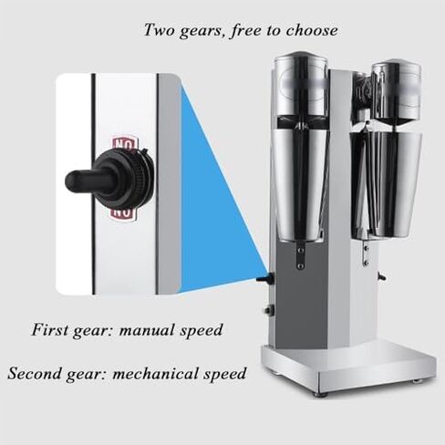 Milkshake Maker, Dual Head Stainless Steel Commercial Milk Shaking Machine with Large Capacity Cup, Non-slip Feet, High/Low Gear Switching for Frappe and Juices in Saudi Arabia