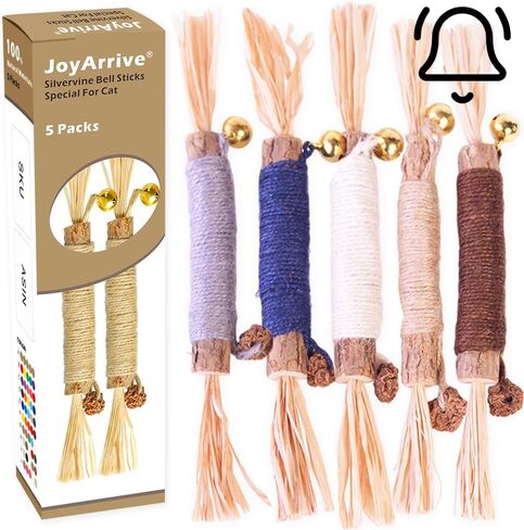 عصا مضغ للقطط الطبيعية المجففة من ماتاتابي مع فاكهة المر وعشب الرافية وألعاب كرات القطط الجرسية، لعبة النعناع البري التفاعلية المصنوعة يدويًا من أعواد سيلفرفين للتسنين والترفيه (الحجم M اللون A) in Kuwait