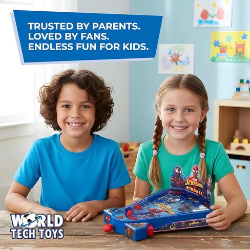 World Tech Toys Marvel Spider-Man Tabletop Pinball Game – Kids Mini Arcade Toy with Launcher & Metal Ball - Marvel Licensed - Spiderman Gift for Ages 3+ in Kuwait