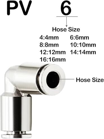 All Copper Nickel-Plated Pneumatic Quick Right Angle 90 Degree Elbow Joint PV4/6/8/10/12/16 High Pressure Resistance.(PV6) in Saudi Arabia