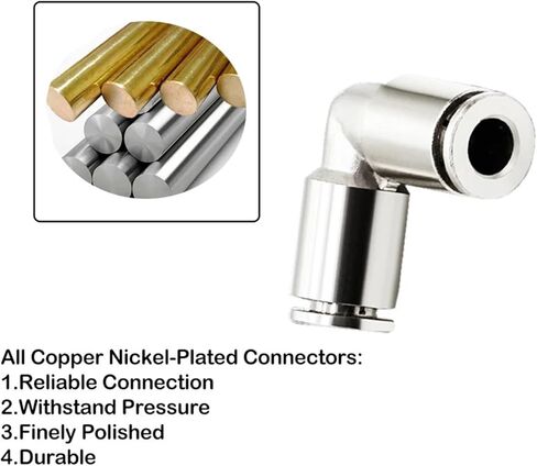 All Copper Nickel-Plated Pneumatic Quick Right Angle 90 Degree Elbow Joint PV4/6/8/10/12/16 High Pressure Resistance.(PV6) in Saudi Arabia