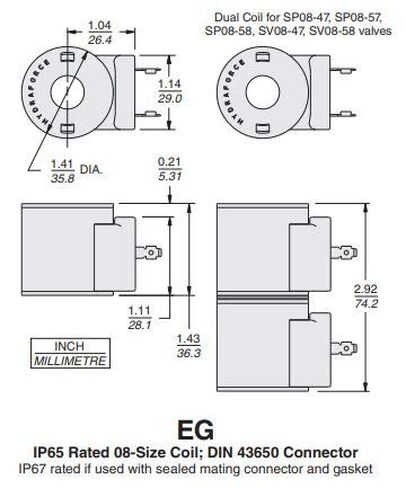 Hydraforce 4305862 Solenoid Valve Coil, 3-Prong DIN, 12V, 08 Series Solenoid Coil in Saudi Arabia