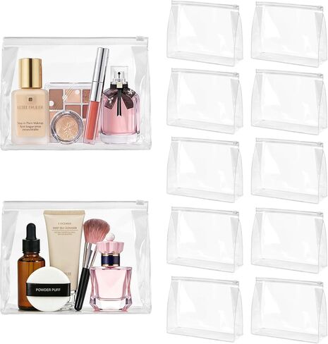 12 PCS Mini Clear Makeup Bags Bulk, 7.9" x 5.9"x 2" Small Clear Plastic Zipper Pouches Waterproof Travel Toiletry Bags for Cosmetic, Swimsuit, Bikini, Women Men Vacation in Kuwait