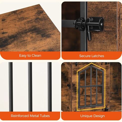 Dog Crate Furniture, 31.5" Farmhouse Dog Kennel with Sliding Barn Door, Wooden Dog Cage for Small Medium Dogs, Decorative Pet House Side End Table, Chew-Resistant, White and Walnut DCBA9601 in Kuwait