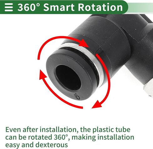 Motoforti دفع لتوصيل تركيبات الهواء 1/4 "90 درجة خط الهواء وصلة سريعة من البلاستيك المعدني 1/8" BSPT 5 قطعة لهجة سوداء فضية in Kuwait