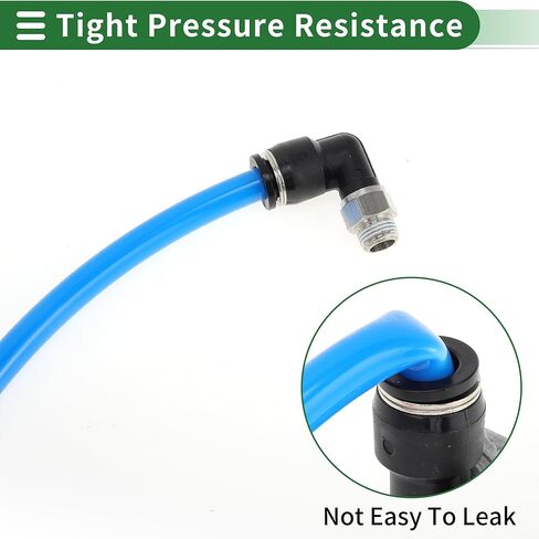 Motoforti دفع لتوصيل تركيبات الهواء 1/4 "90 درجة خط الهواء وصلة سريعة من البلاستيك المعدني 1/8" BSPT 5 قطعة لهجة سوداء فضية in Kuwait