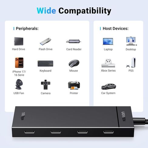 UGREEN USB C Hub، محول USB 3.2 بسرعة 10 جيجابت في الثانية 4 في 1 مع 4 USB-C 3.2، 4 منافذ USB C موسع الفاصل لأجهزة MacBook Pro/Air، iPad Pro، iPhone 15/15 Pro Max، Surface، PC، أجهزة الكمبيوتر المحمولة والمزيد in Kuwait