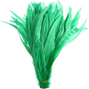 50PCS Rooster Coque Tail Feathers - 12-14inch Natural Tail Feather for Costume Wedding Theme Party Decoration(Green)