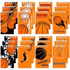 Basketball Mini Notepads, 24 Pcs Multicolor Style Pocket Notebooks Spiral Mini Notebook for Birthday Party Supplies Basketball Sport Party Favors, 8 Styles