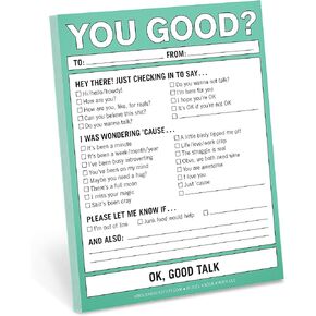 Knock Knock You Good? Nifty Note Pad, Supportive Check-in Memo Notepad, 4 x 5.25-inches
