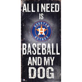 MLB Houston Astros Unisex Houston Astros Baseball and My Dog Sign, Team Color, 6 x 12