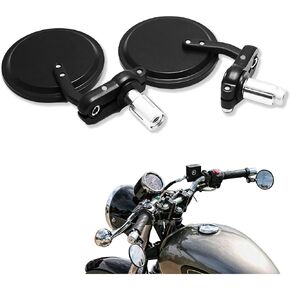New 1 Inch Bar End Round Mirrors For Kawasaki Suzuki Ducati Black