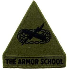 United States Army Armor School Patch, Subdued Woodland/Green, Sew On Patch